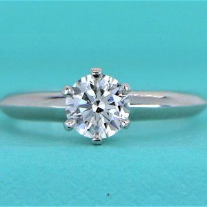 19927 Tiffany & Co. Platinum 0.60ct Round I VVS1 Diamond Engagement Ring Size 4